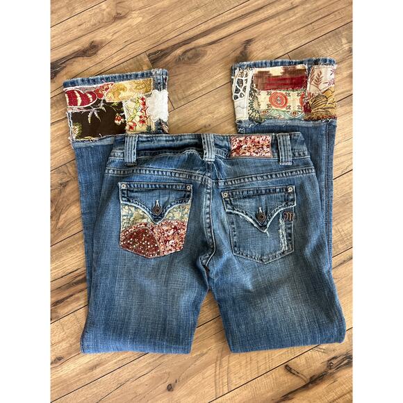 Miss Me Denim Boot Cut Jeans with Colorful Hem - Picture 3 of 5